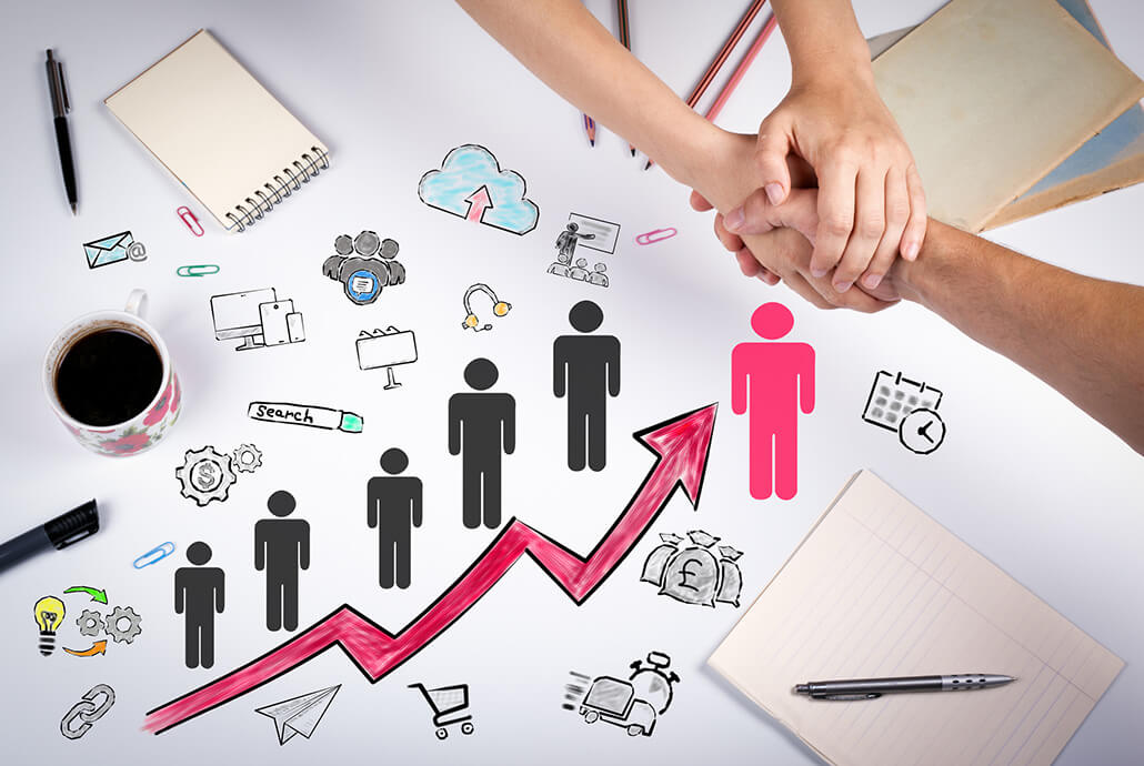 Businessman choosing right partner from many candidates.