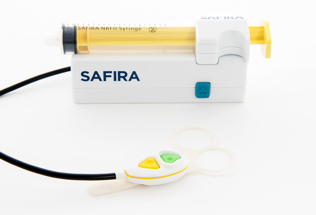 SAFIRA® (SAFer Injection for Regional Anaesthesia) technology to include an NRFit™ syringe and a Palm Operator
